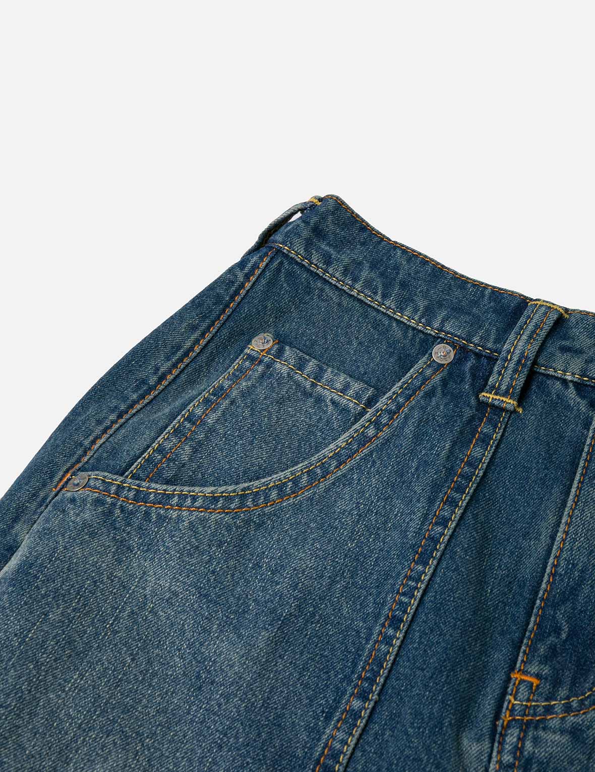 Slogan Print Fashion Fit Washed Denim A-line Skirt