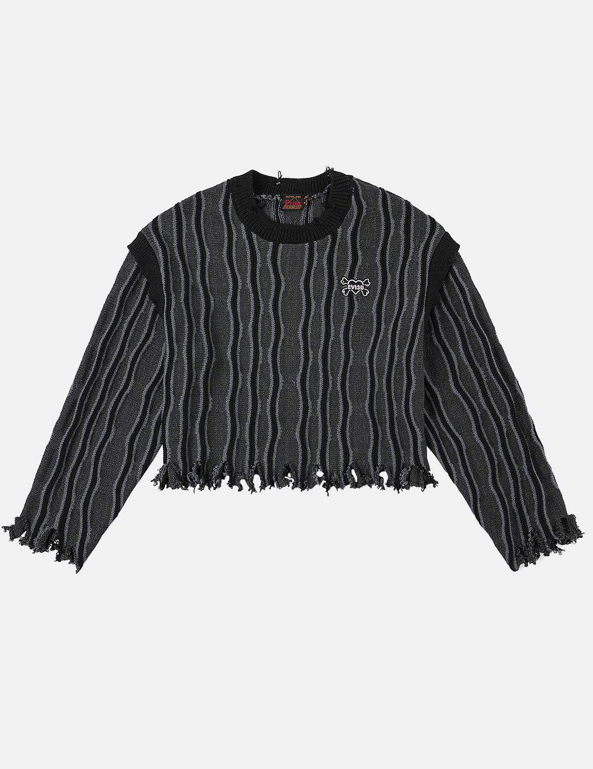 Skull Heart Appliqué Embroidery Fashion Fit Knitted Sweatshirt