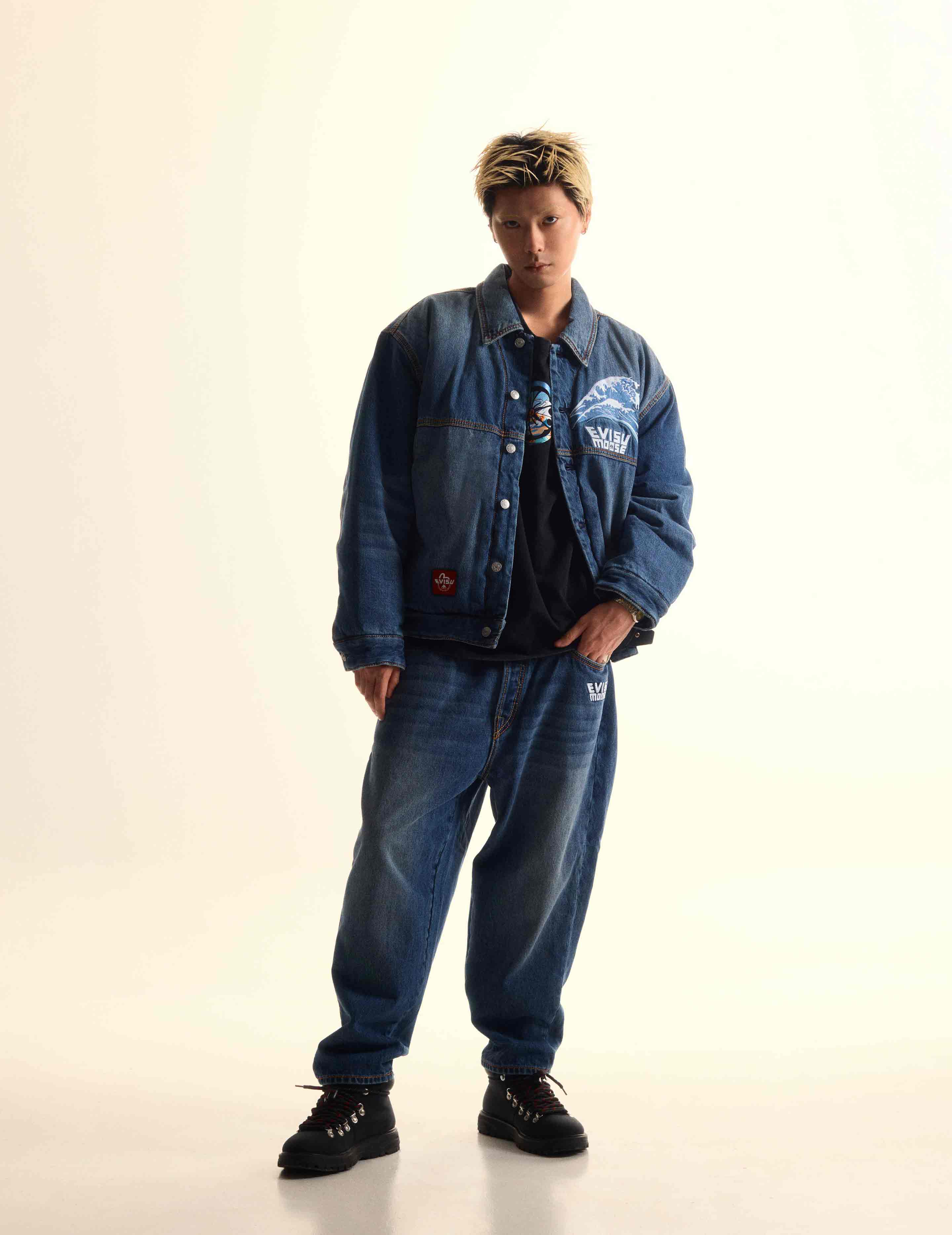 EVISU X MOOSE KNUCKLES 浮世绘牛仔裤