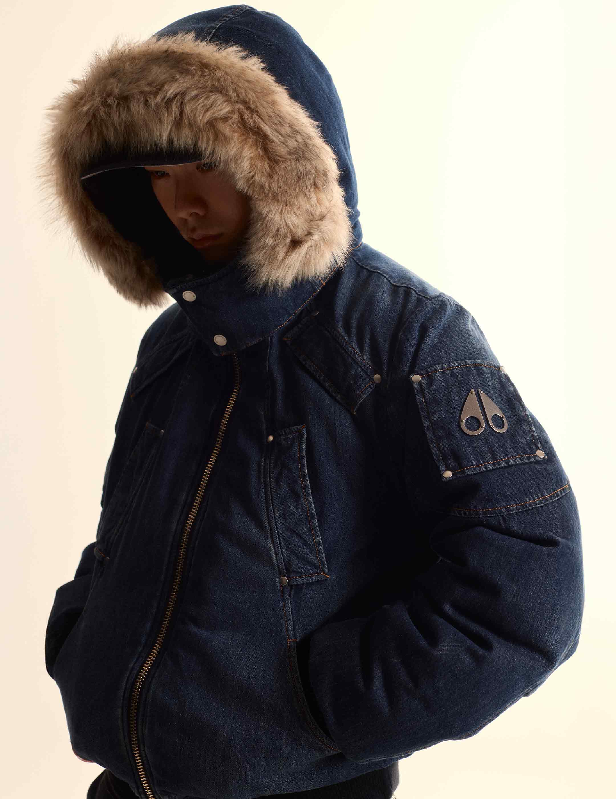 EVISU X MOOSE KNUCKLES 浮世绘牛仔飞行员羽绒