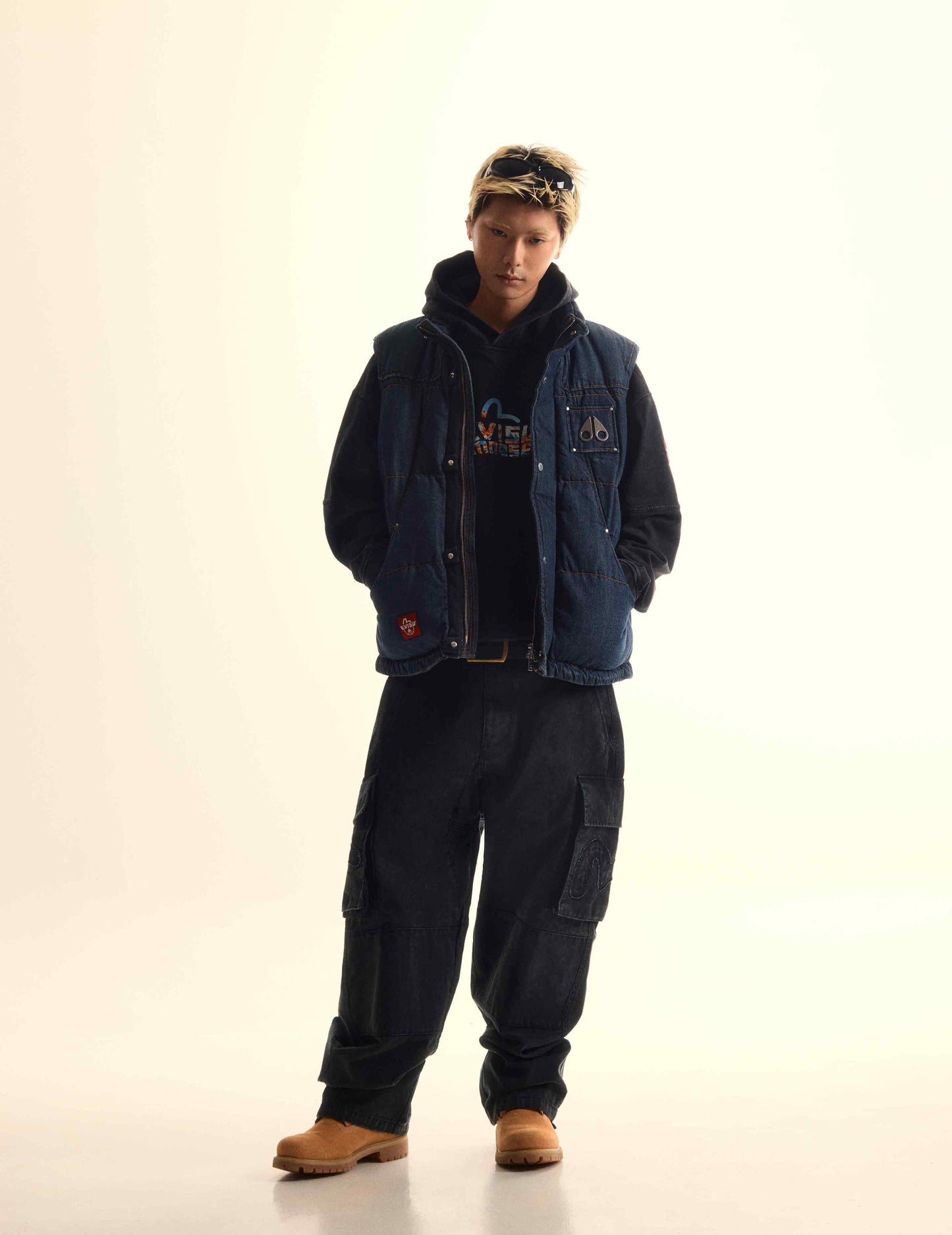 EVISU X MOOSE KNUCKLES 浮世绘牛仔背心羽绒