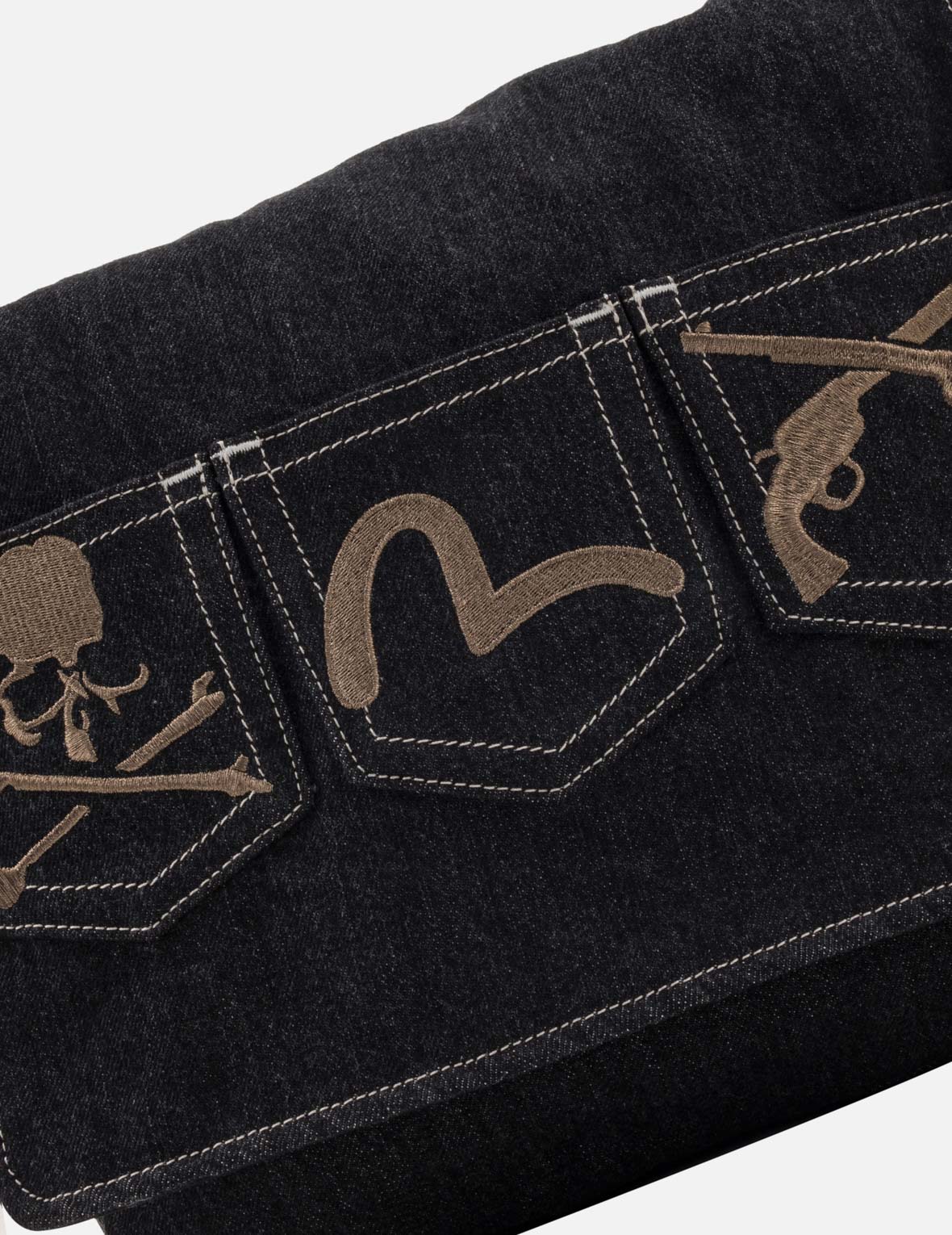 EVISU x mastermind JAPAN x roarguns Multi-Pocket Denim Messenger Bag