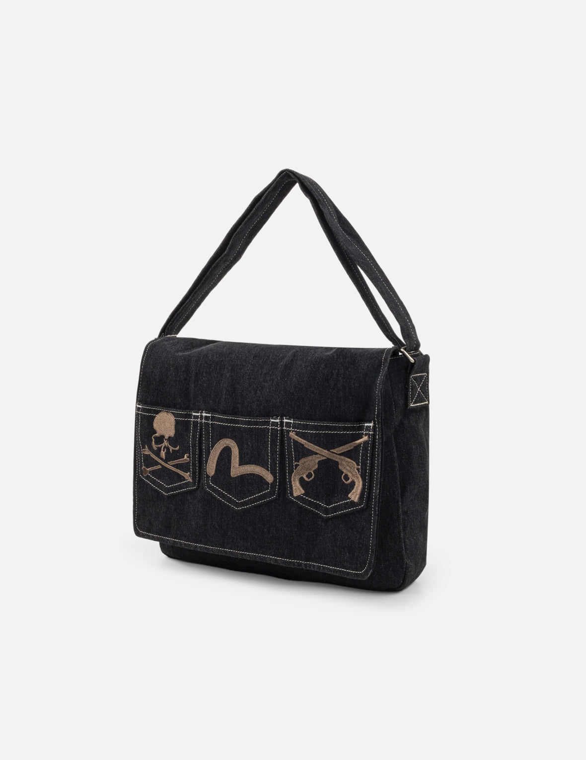 EVISU x mastermind JAPAN x roarguns Multi-Pocket Denim Messenger Bag