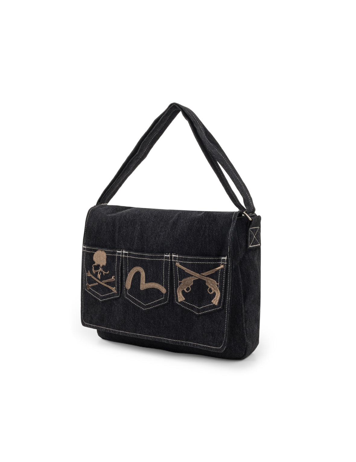EVISU x mastermind JAPAN x roarguns Multi-Pocket Denim Messenger Bag