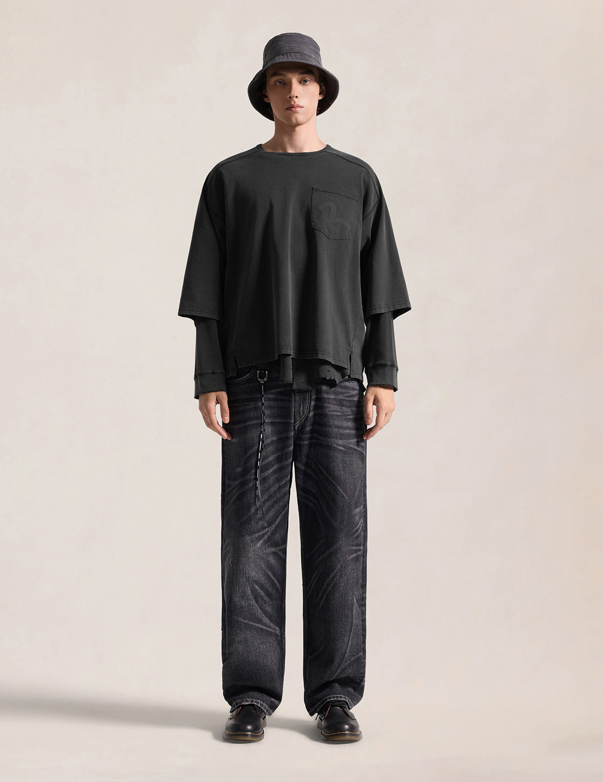 EVISU x mastermind JAPAN x roarguns Distressed Layered Long-Sleeve T-Shirt