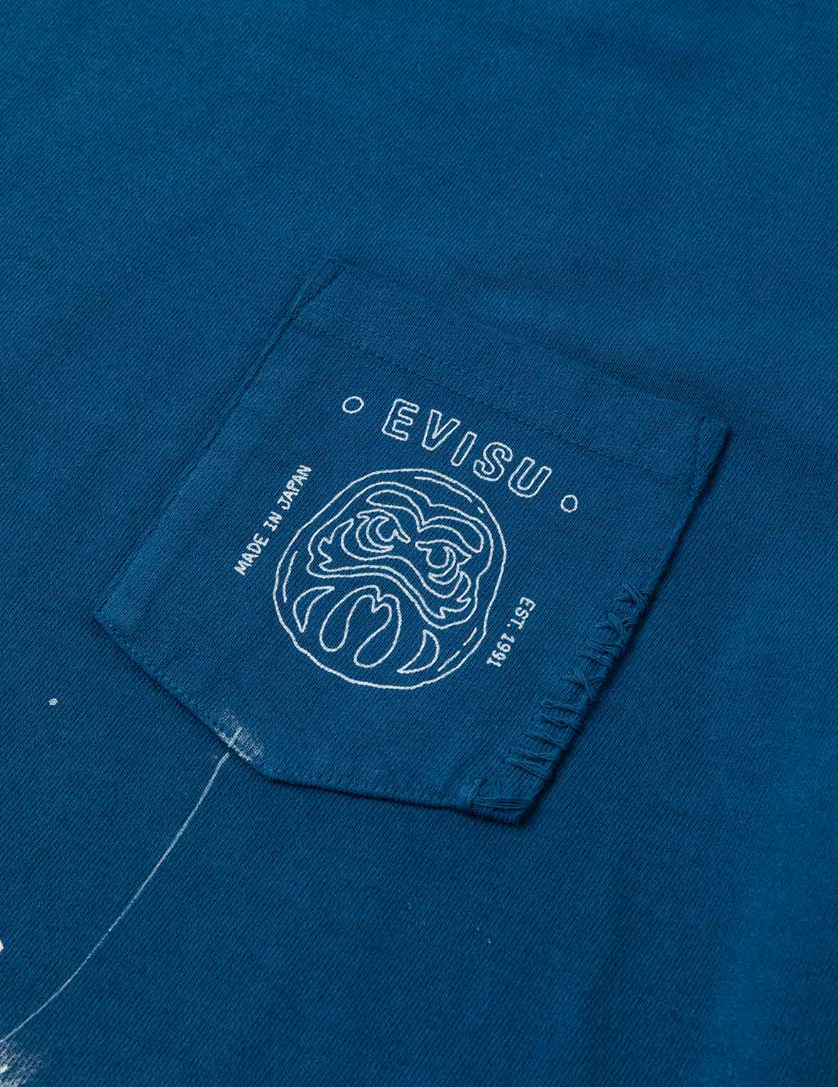 达摩和商标刺绣常规版型渐层式染色T恤