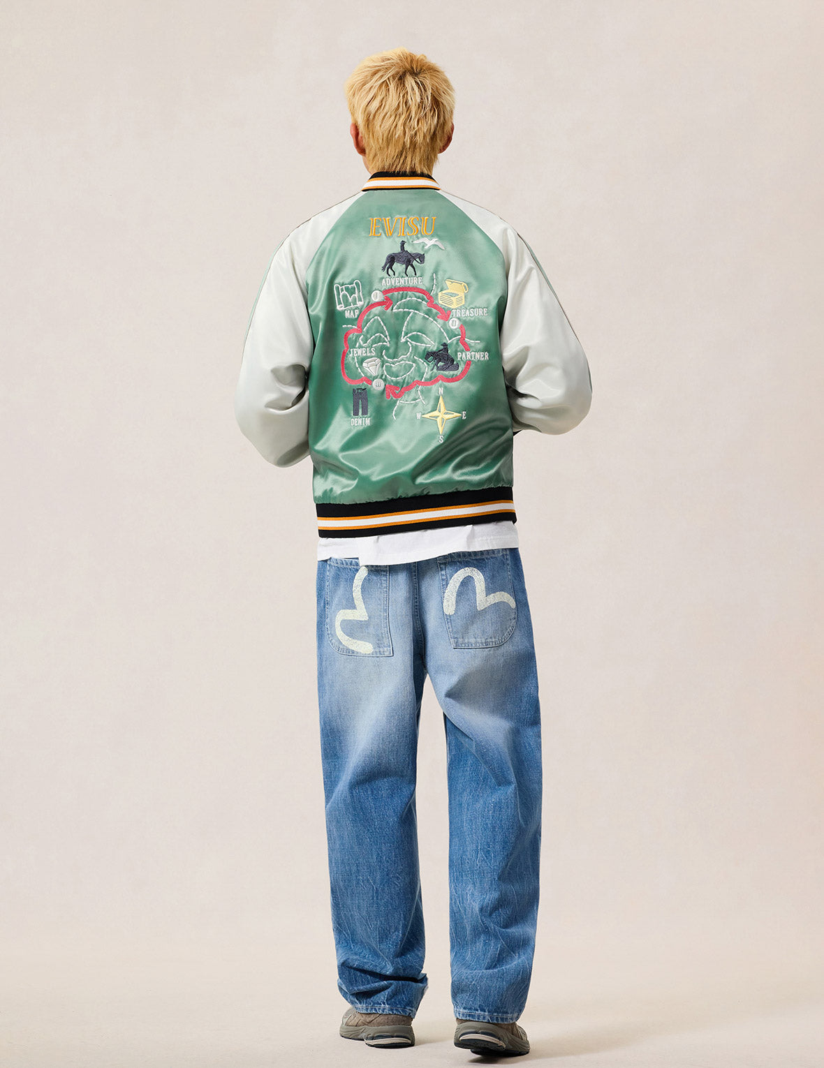 Seagull Print Double Knee Jeans – EVISU