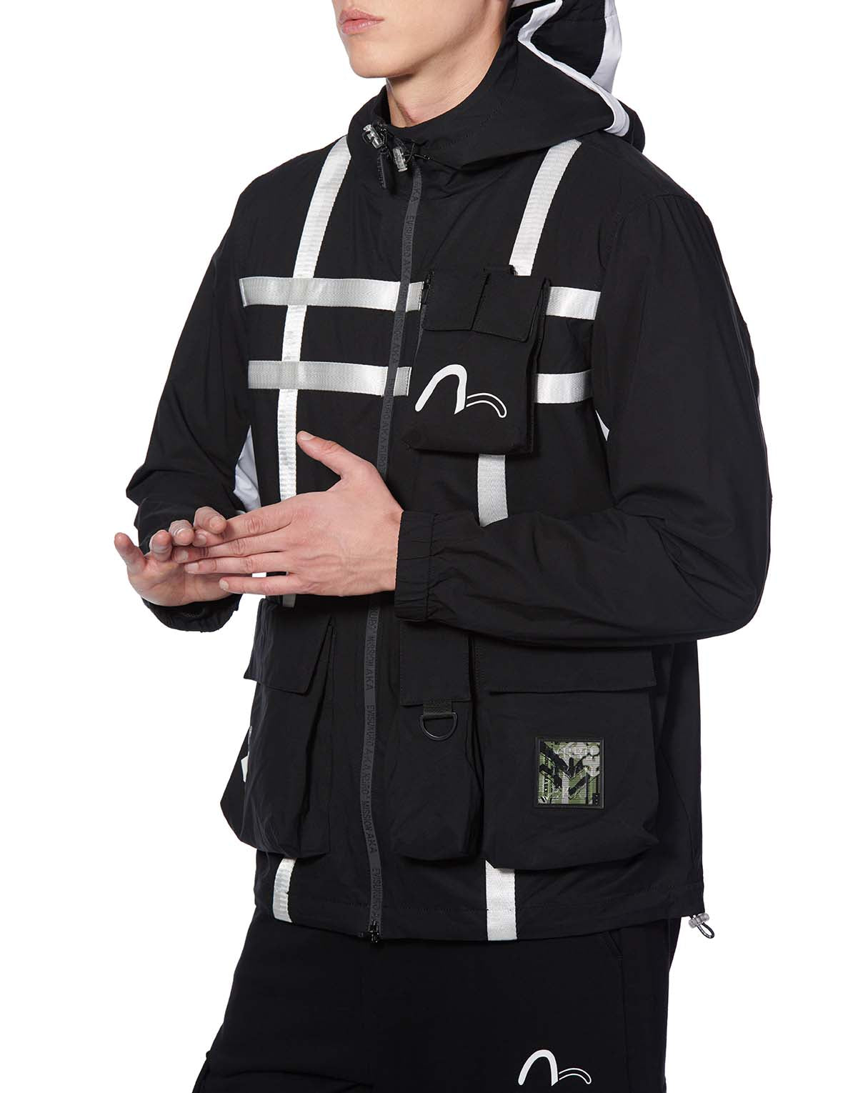 Reflective Herringbone Strap Windbreaker