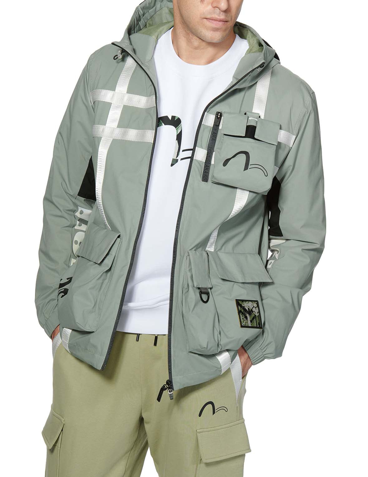 Reflective Herringbone Strap Windbreaker