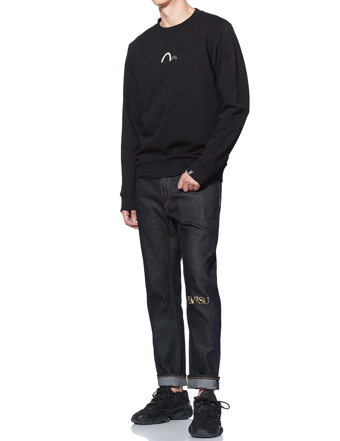 Brush Effect Foil Logo Print Sweatshirt