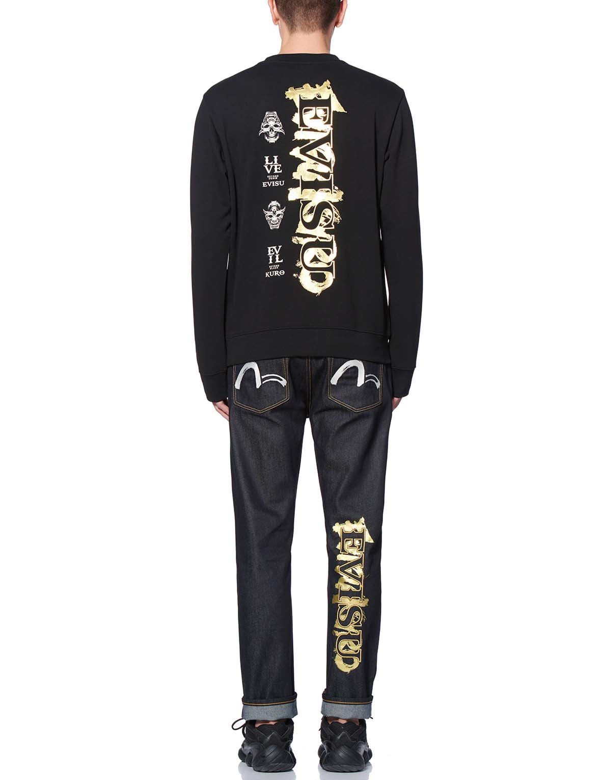 Brush Effect Foil Logo Print Sweatshirt