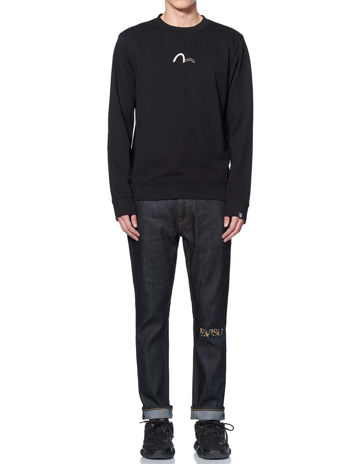 Brush Effect Foil Logo Print Sweatshirt