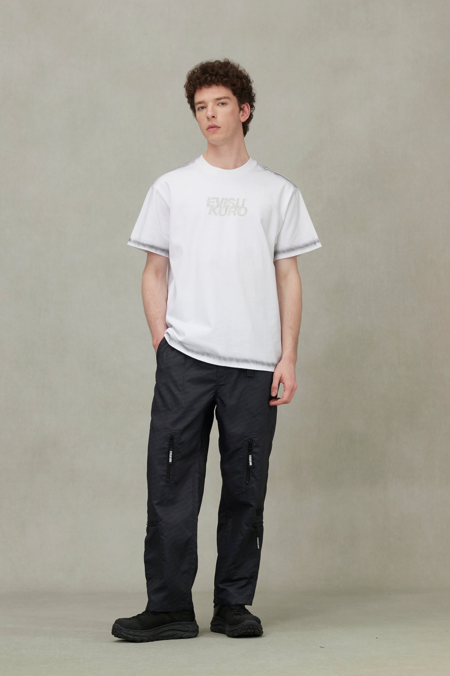 Allover Logo Print Loose Fit Cargo Pants