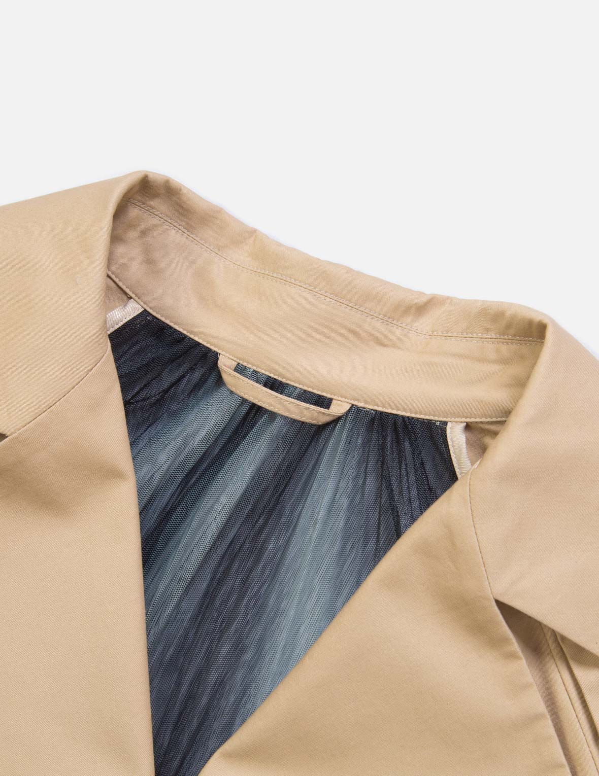 Pleated-Mesh Panelled Trench Jacket