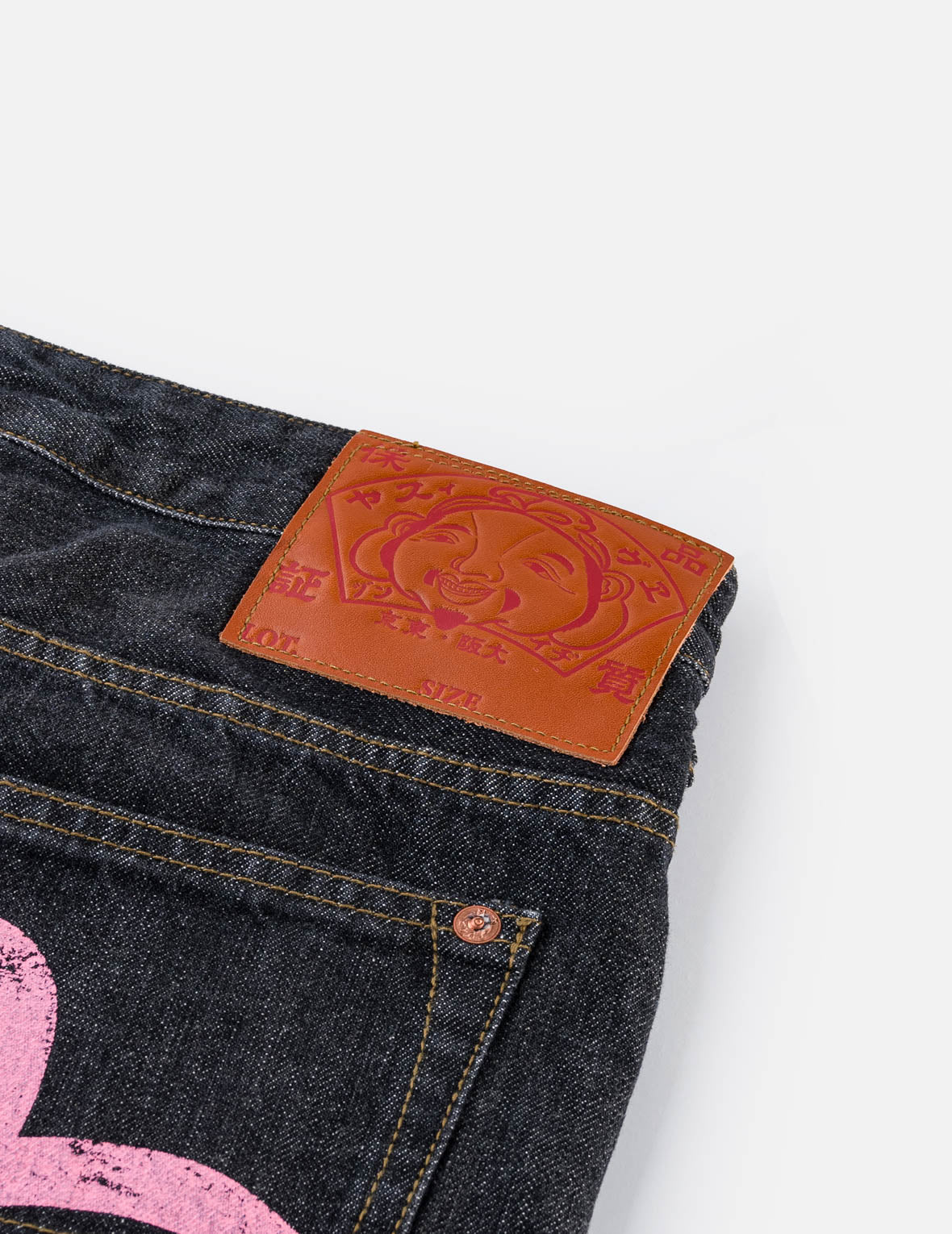Black Washed Seagull Print Taper Fit Jeans #2017