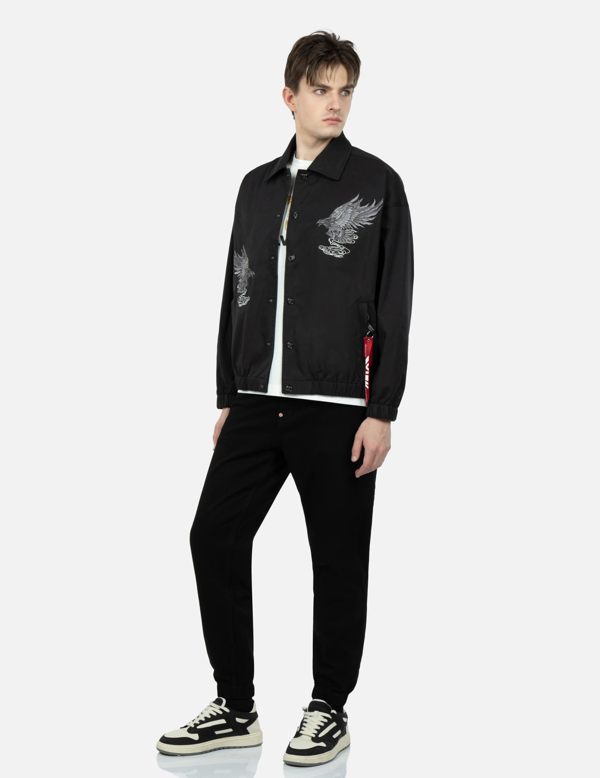 Eagle and Logo Embroidery Shirt Jacket