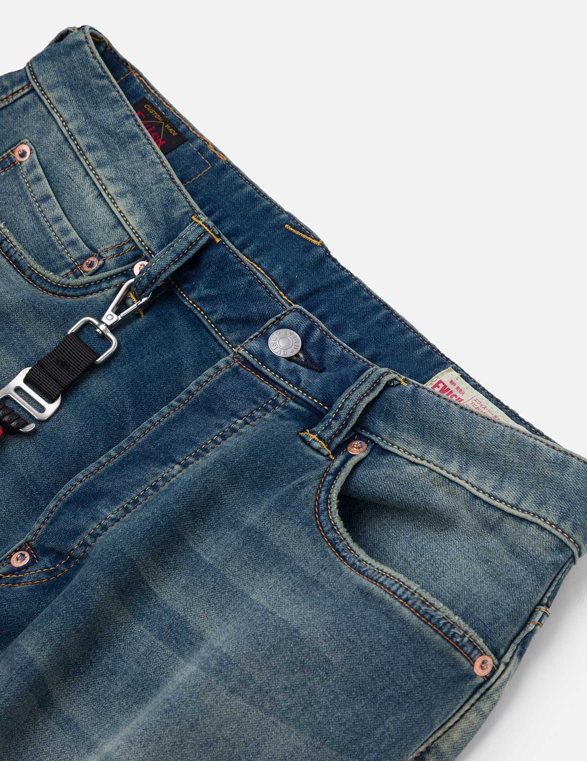 Seagull Embroidery with Hand-Woven Lanyard Relax Fit Jeans #2030