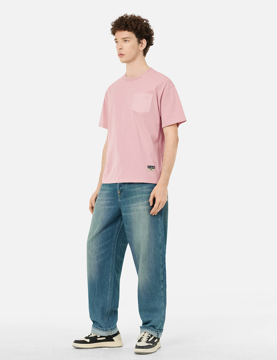 趣味海鸥印花口袋宽松版型牛仔裤 #2038