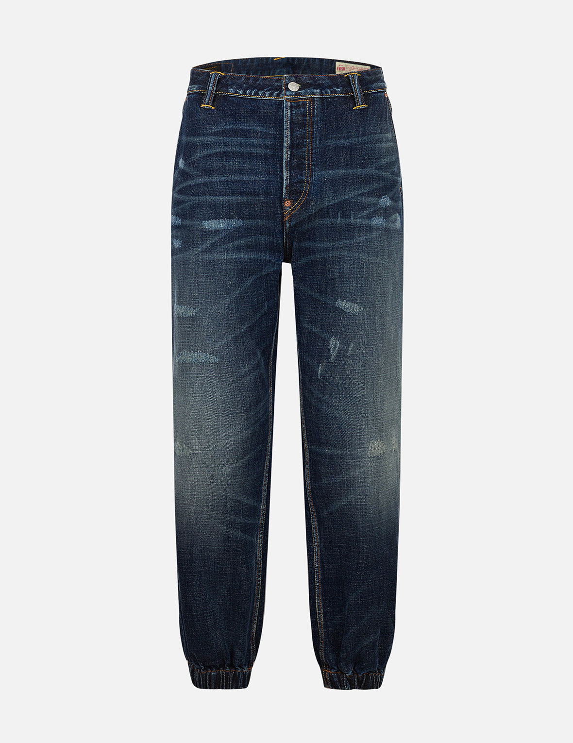 Graffiti-Style Seagull and Logo Print Straight Fit Denim Joggers