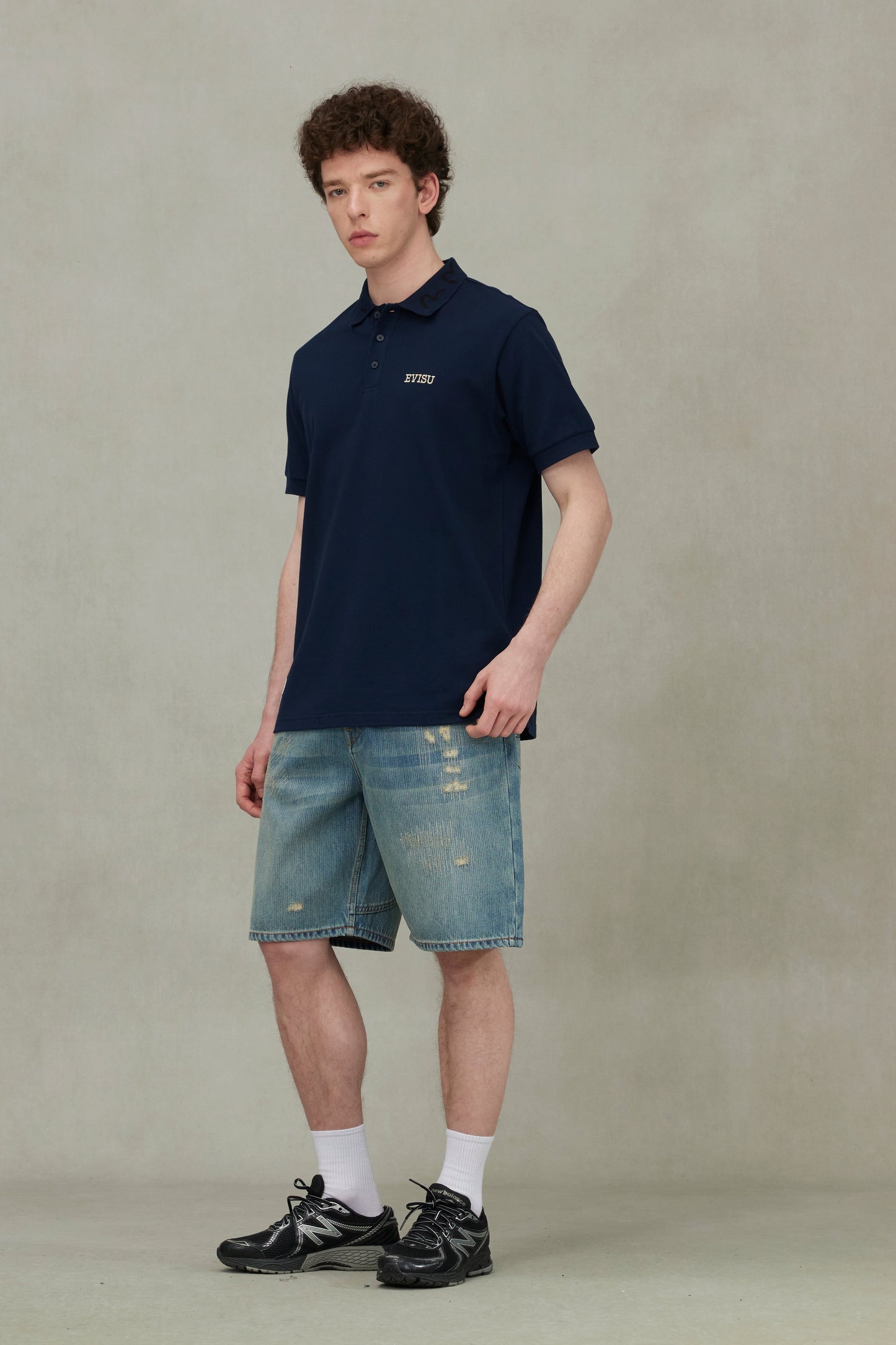 Logo Embroidery and Seagull Motif Collar Relax Fit Polo Shirt