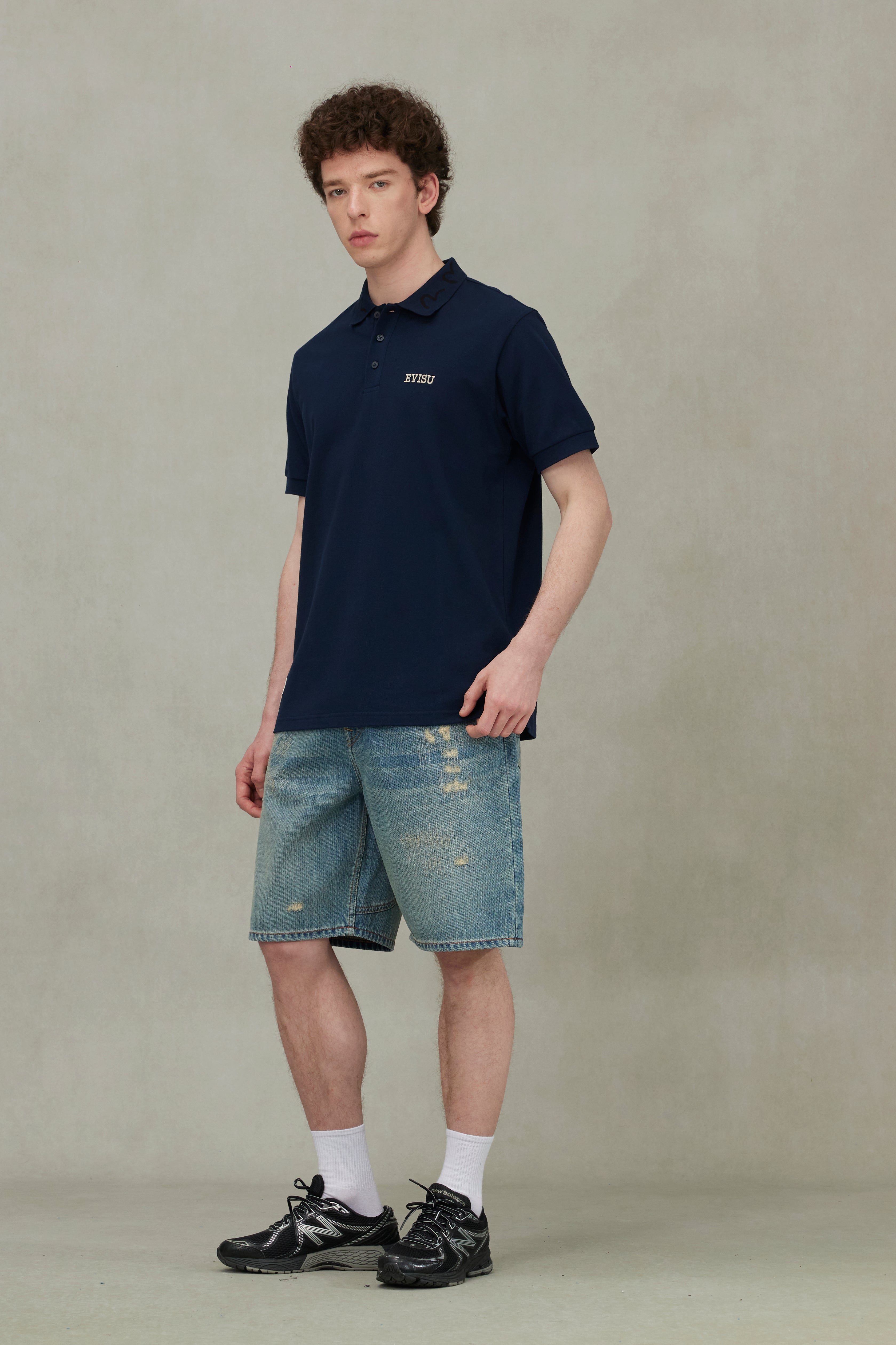 Logo Embroidery and Seagull Motif Collar Relax Fit Polo Shirt