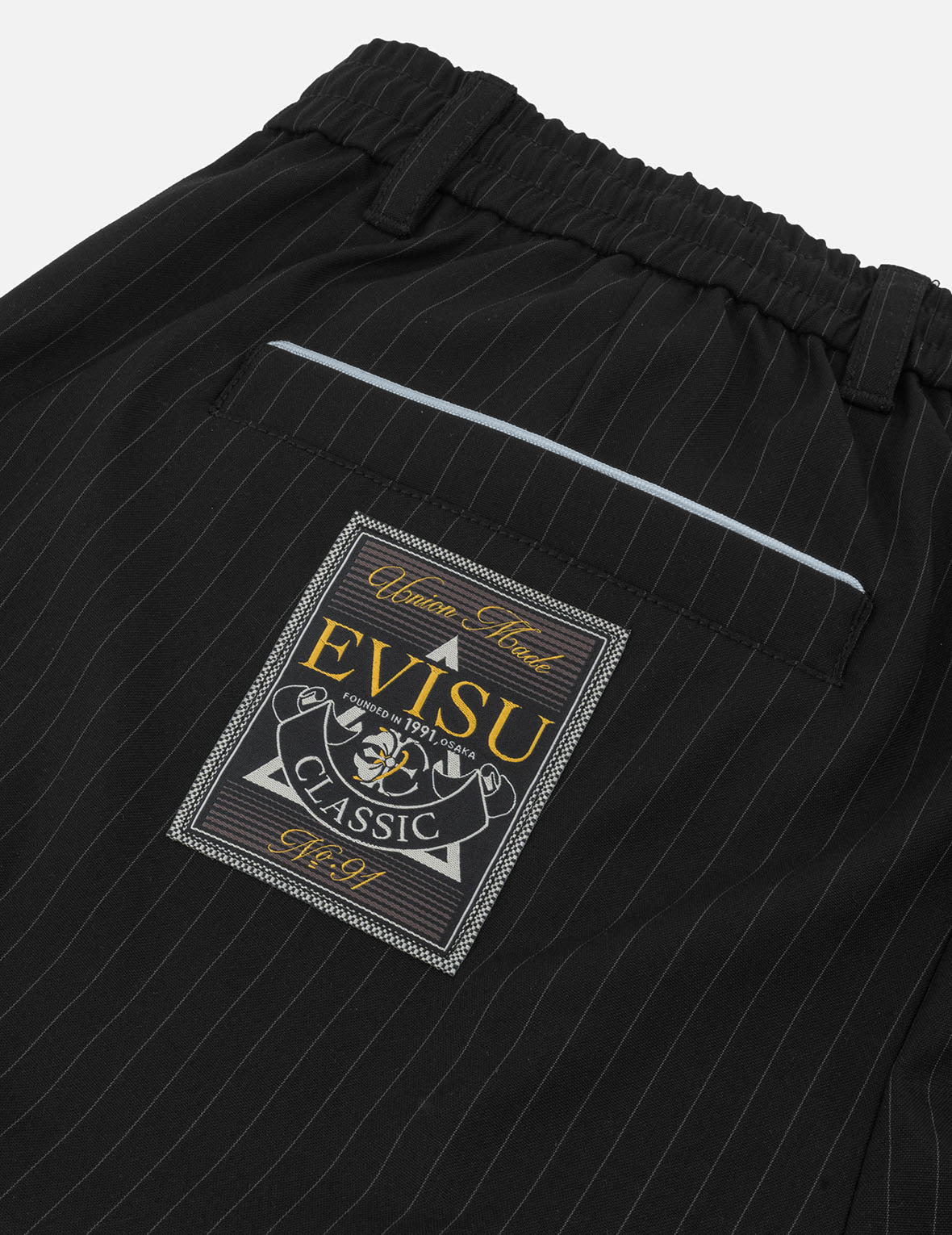 海鸥刺绣条纹锥形休閒裤