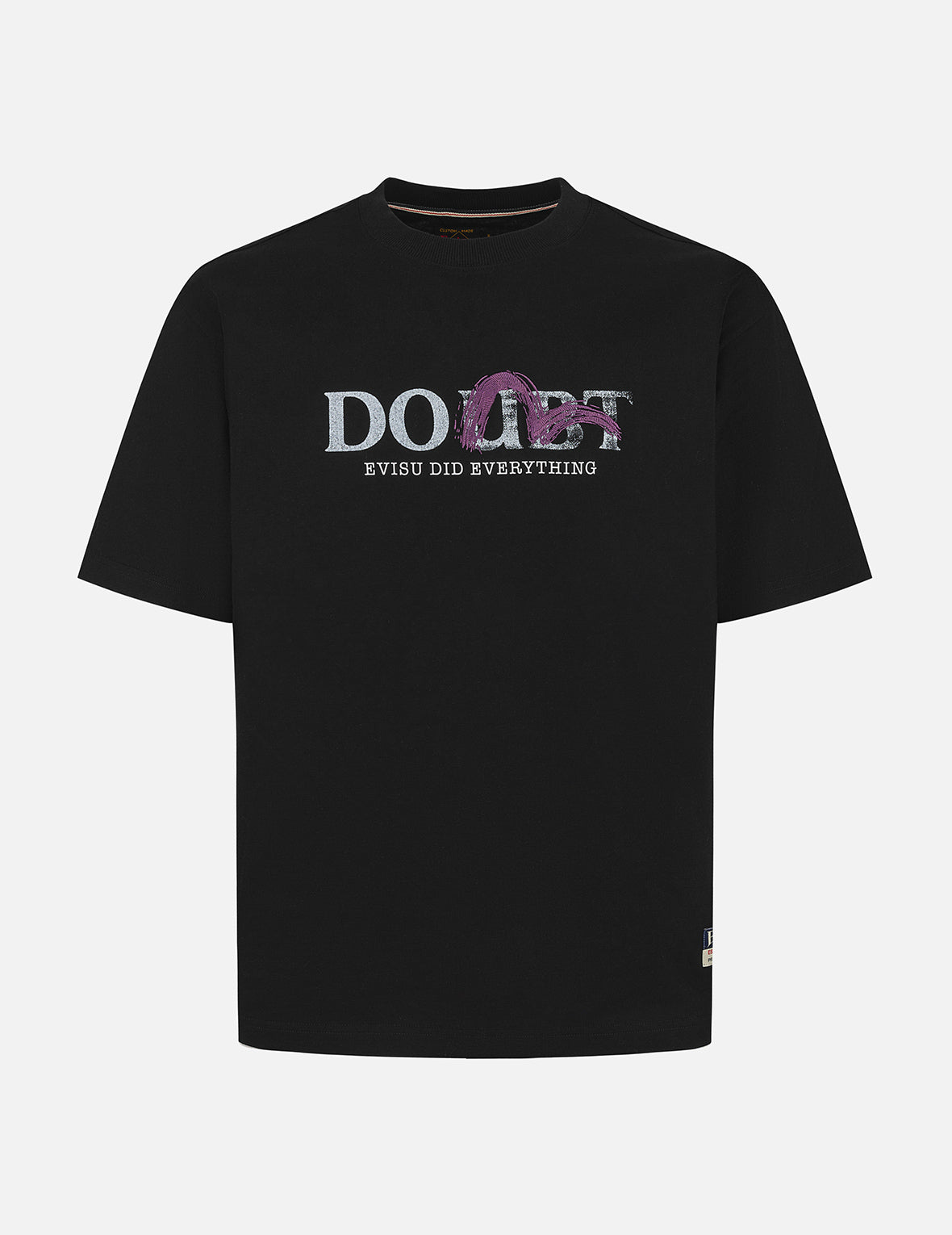 笔刷海鸥和口号印花宽版休闲T恤