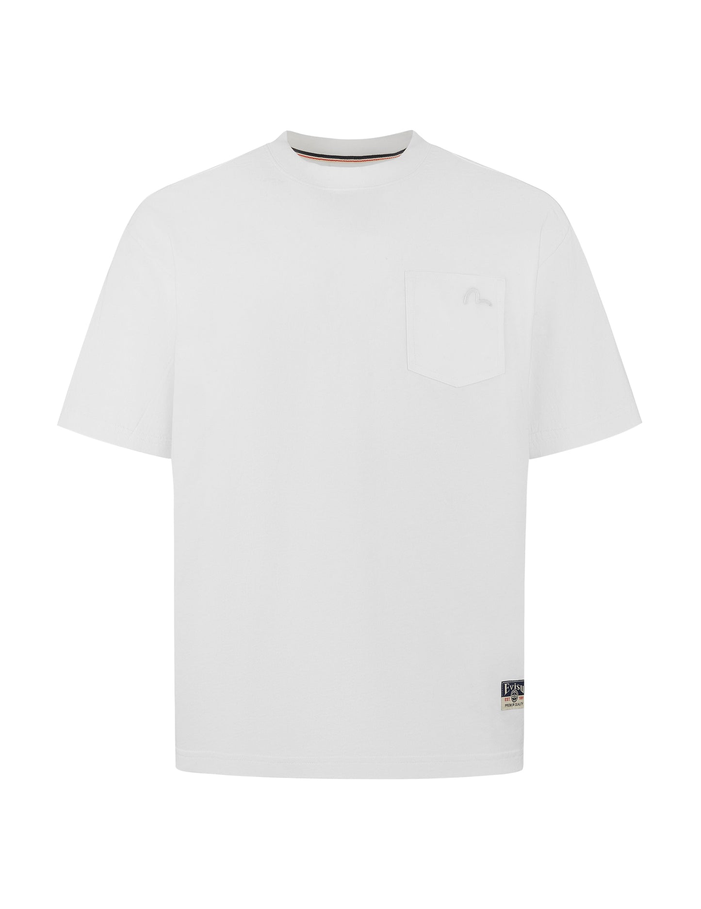 海鸥刺绣缝线口袋宽版休闲T恤