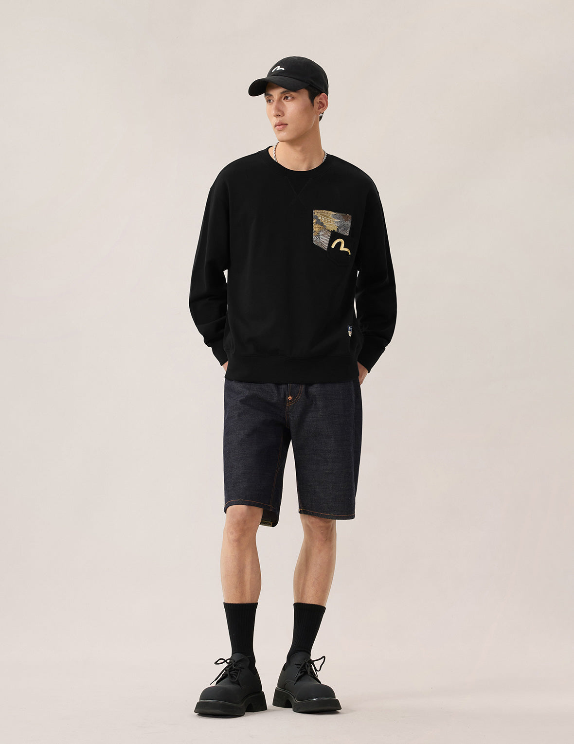 Daicock Brocade Denim Shorts