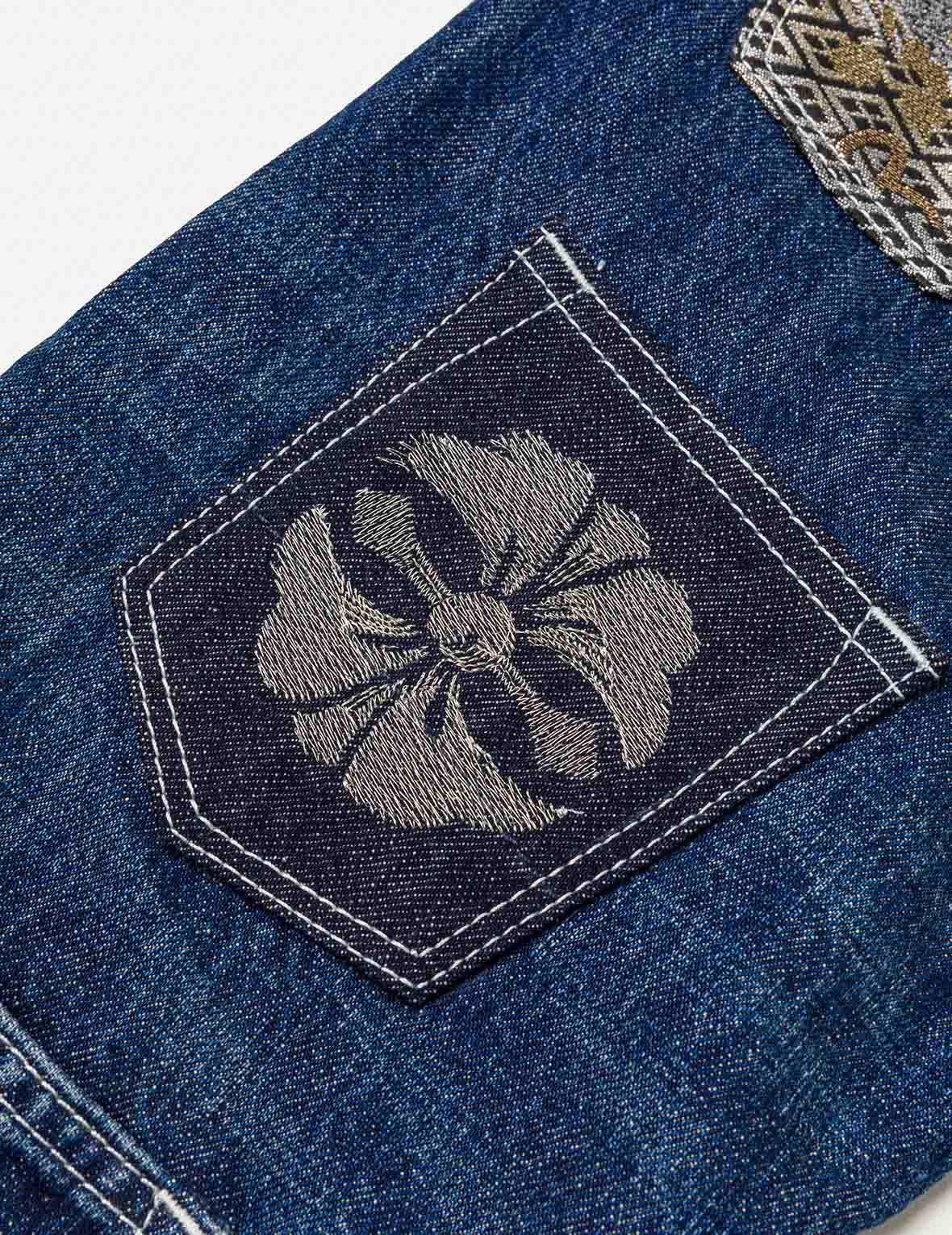Brocade Patchwork Denim Jeans #2017