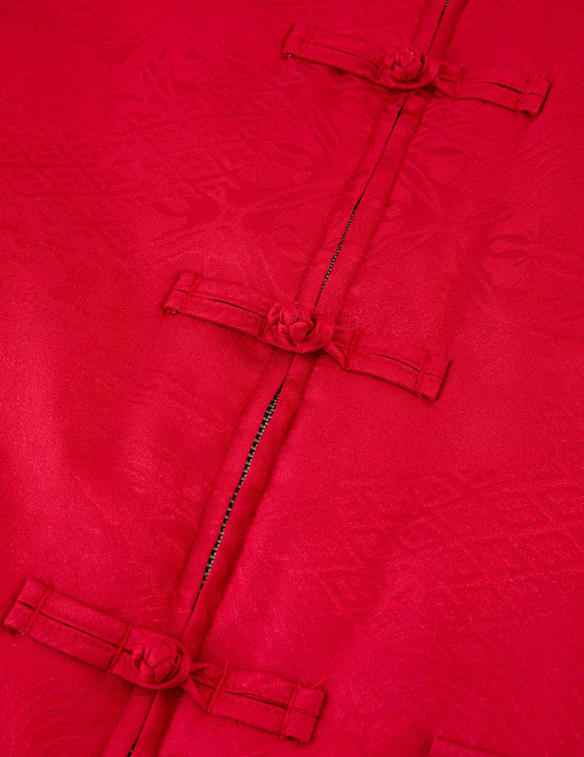 Allover Jacquard Padded Chinese Jacket - Red