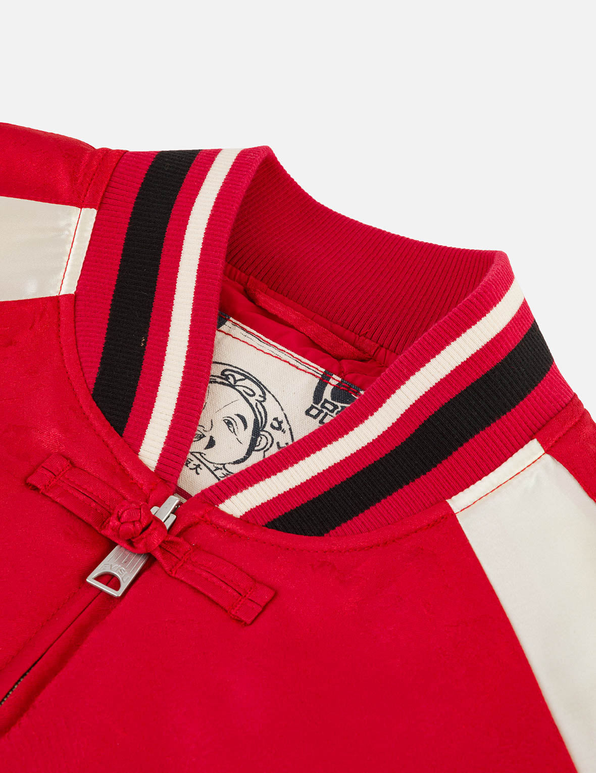 Allover Jacquard Padded Chinese Jacket - Red