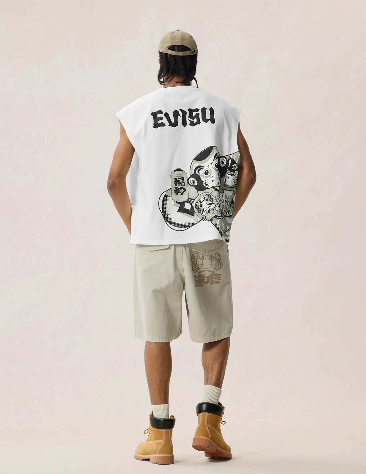 Daruma Print Woven Shorts