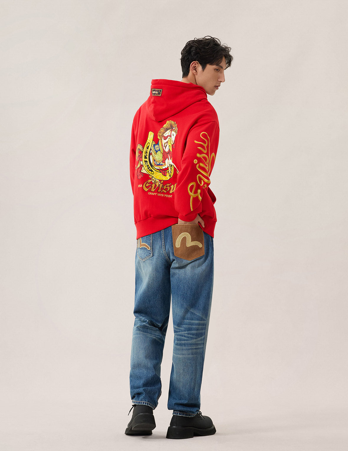 Year Of Horse Embroidery Zip-Up Hoodie - Red