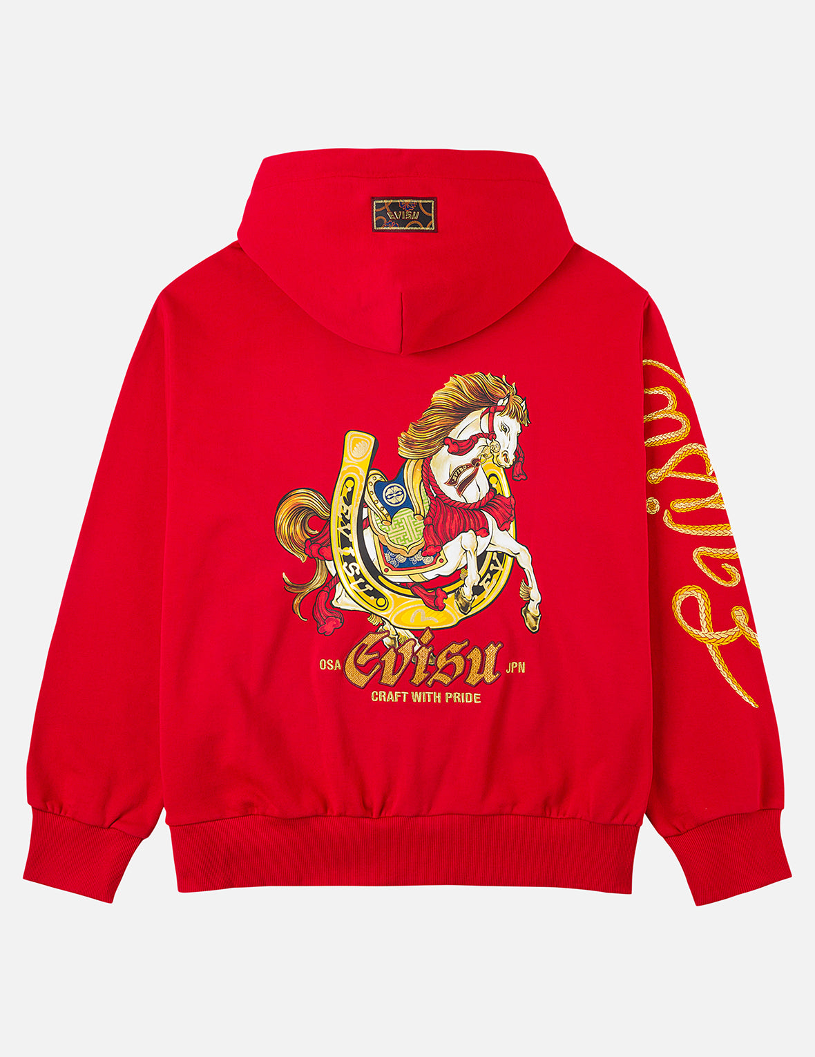Year Of Horse Embroidery Zip-Up Hoodie - Red