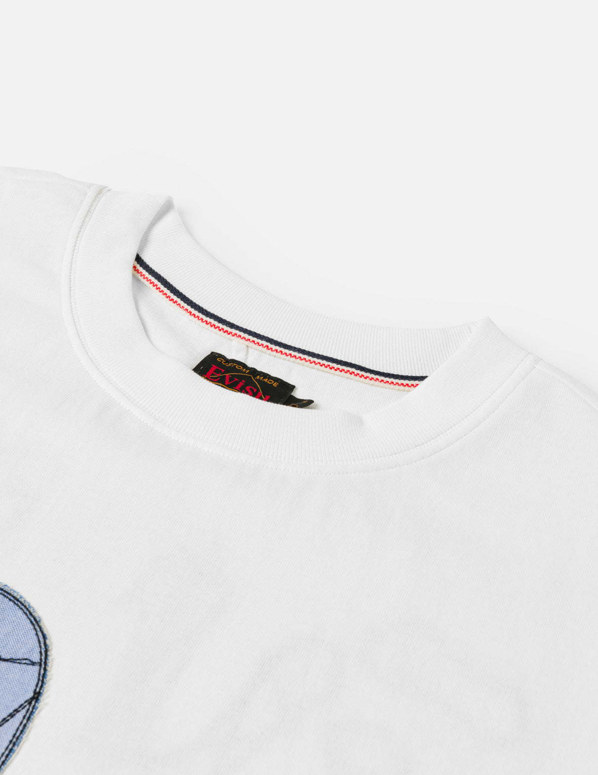 Fabric-mix Patchwork Seagull and Logo Applique T-shirt