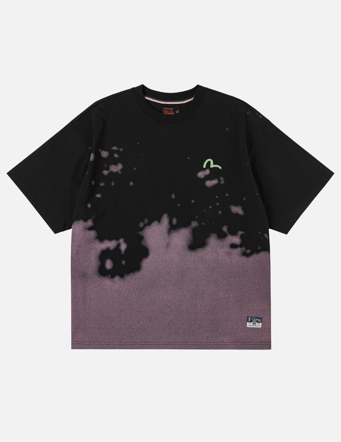 Baby Angel and Graffiti Print Dip-Dye T-shirt