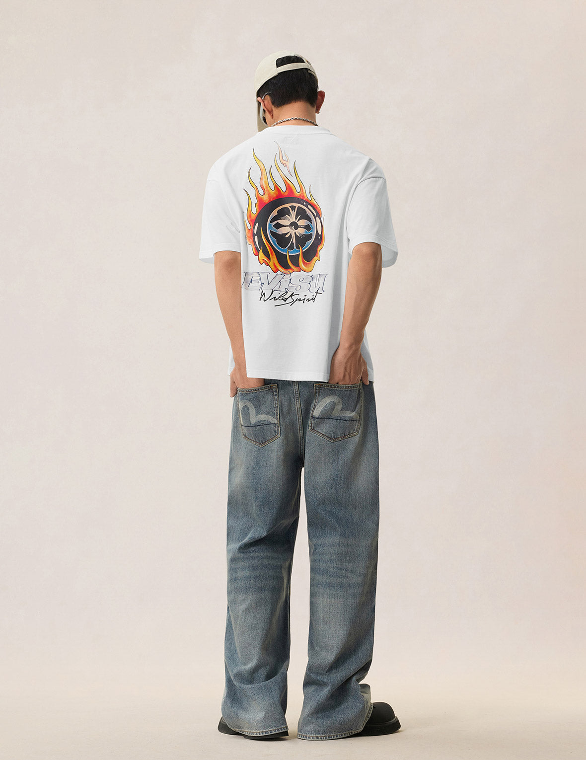 Flaming Kamon Snooker Print T-shirt