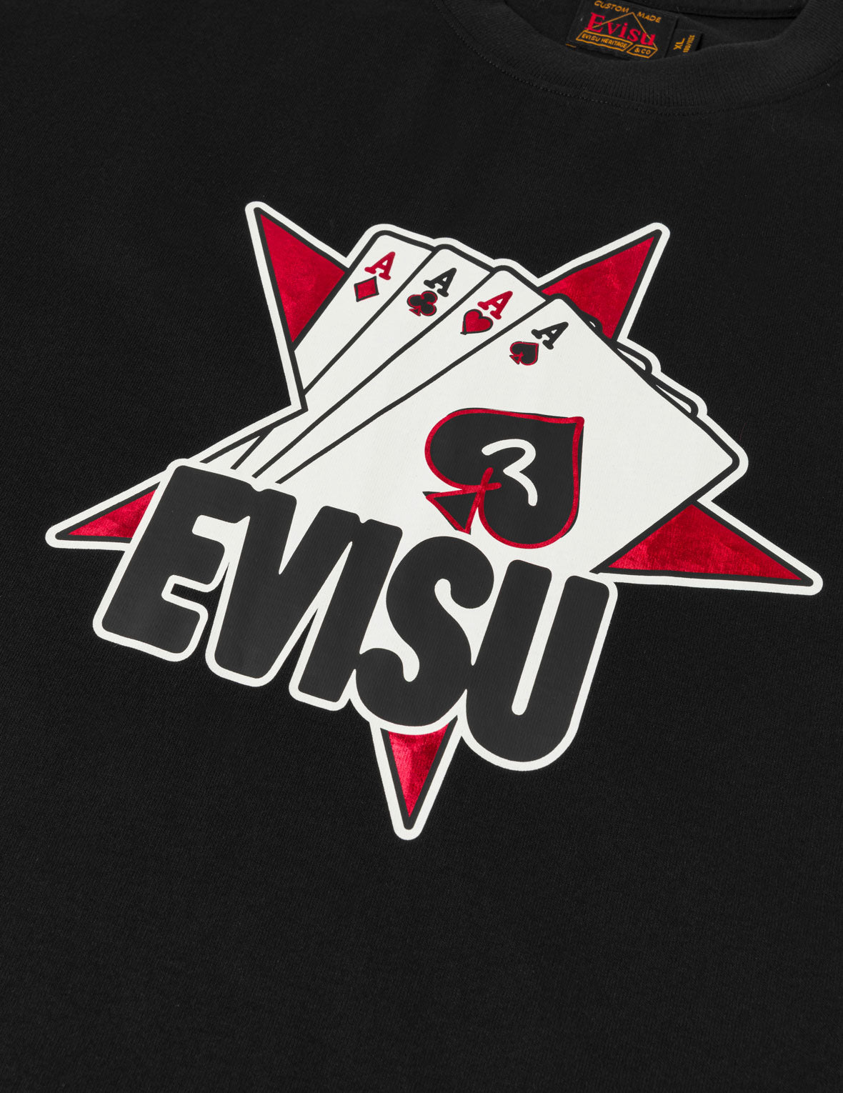 扑克王牌植絨星T恤 - 黑