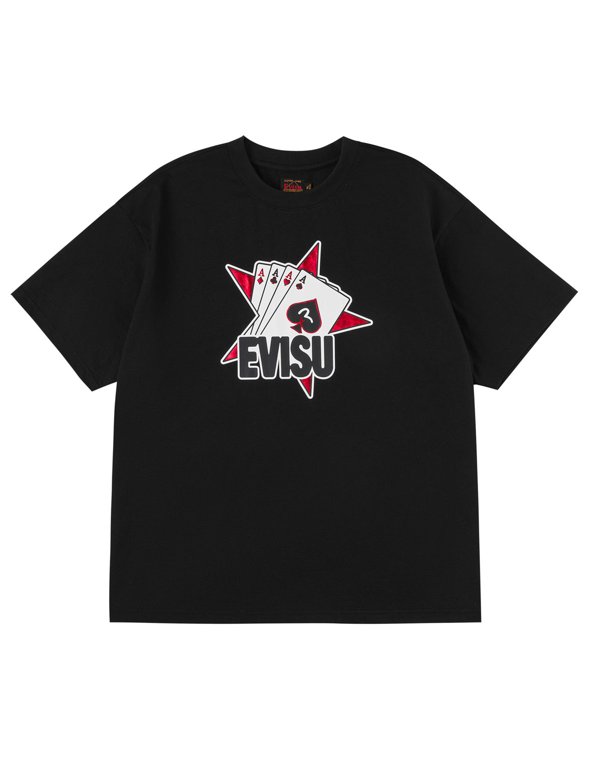 扑克王牌植絨星T恤 - 黑