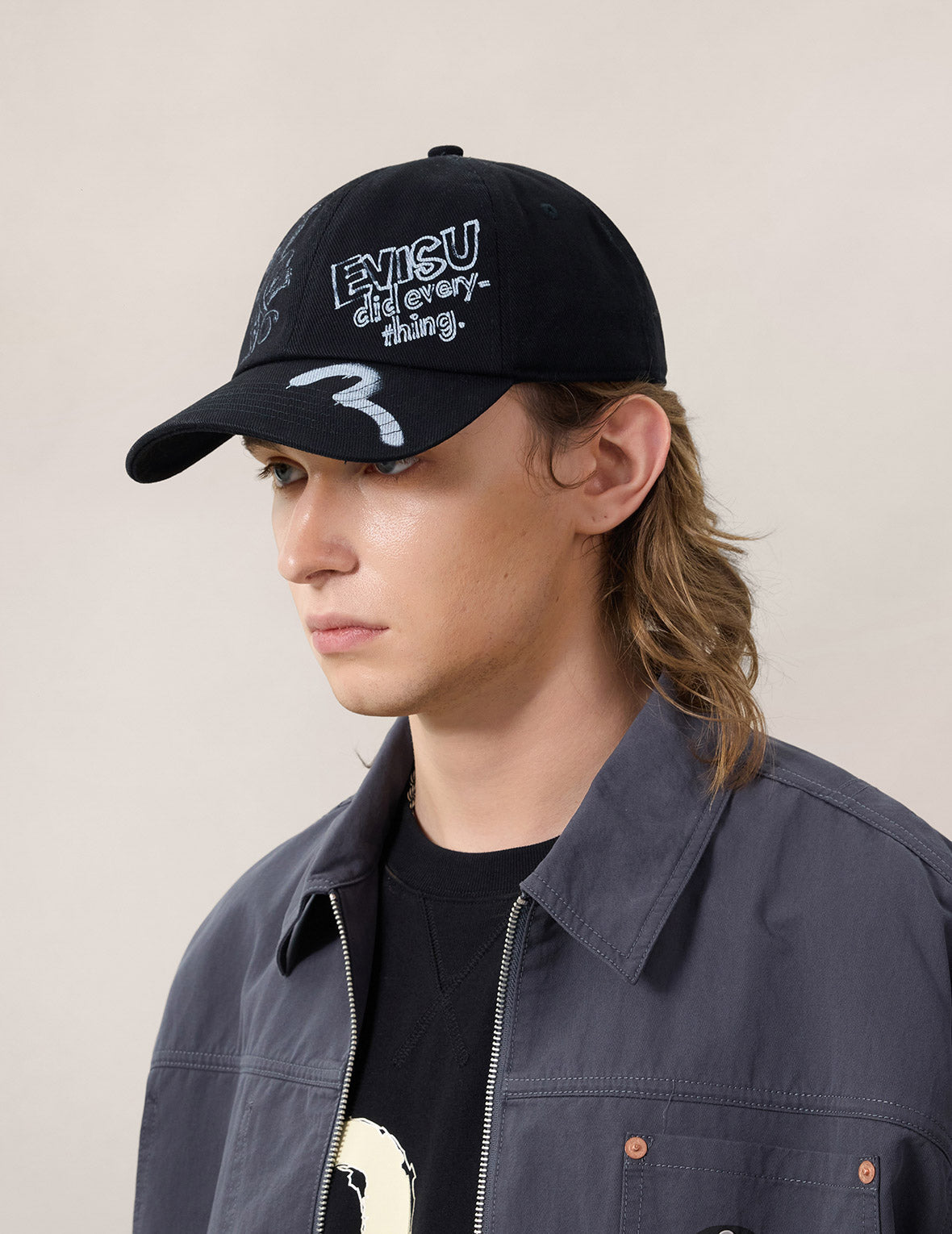 手绘风格经典图案鸭舌帽