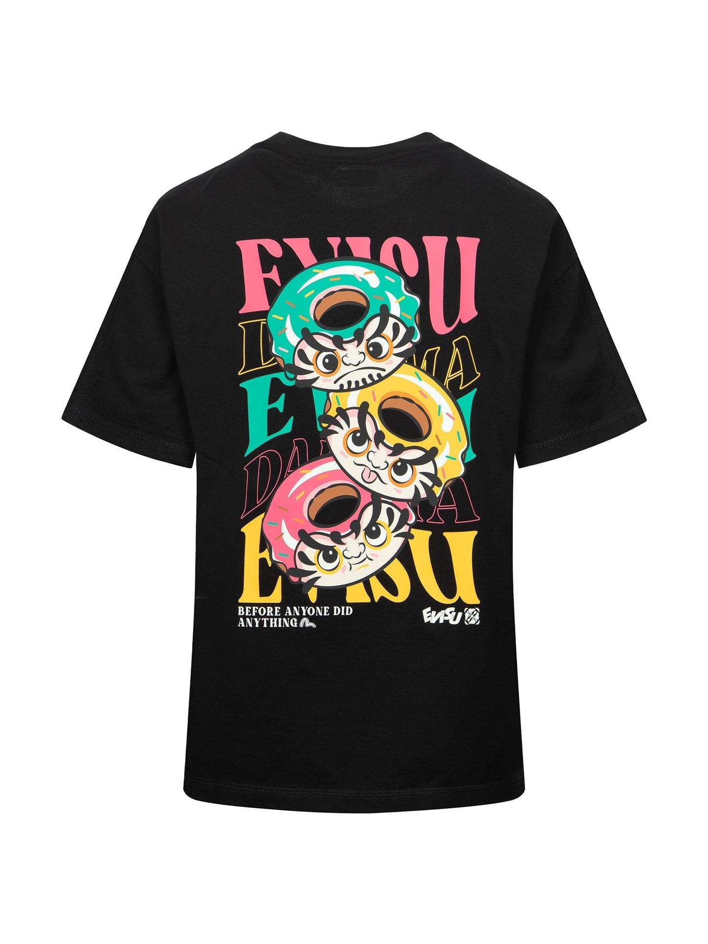 Logo Embroidery and Donut Daruma Print Fashion Fit T-shirt