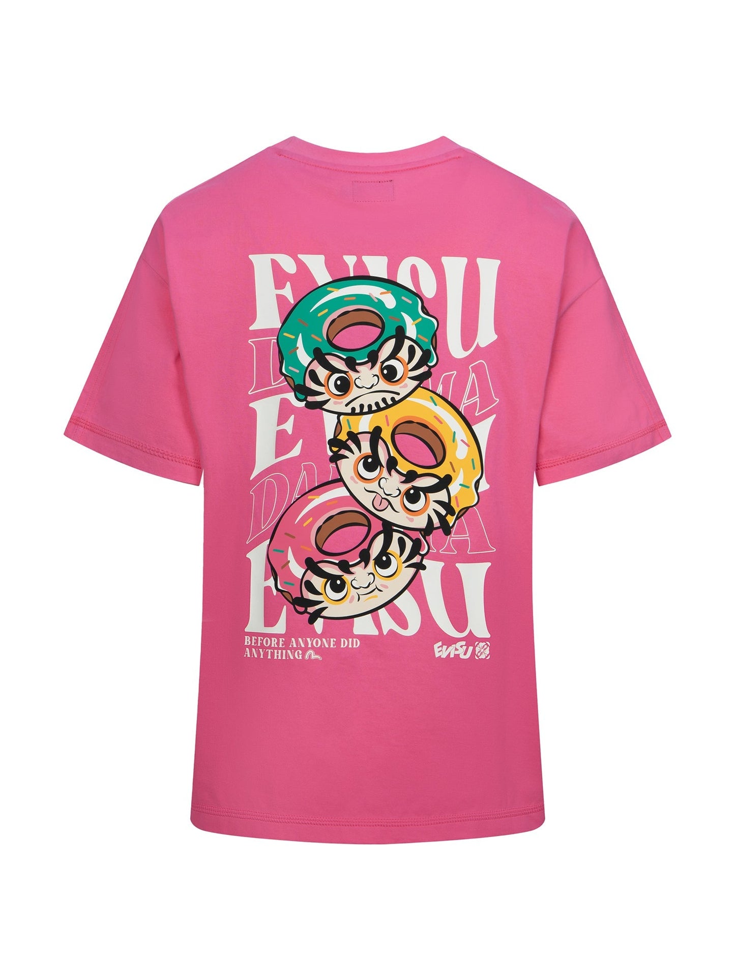 Logo Embroidery and Donut Daruma Print Fashion Fit T-shirt