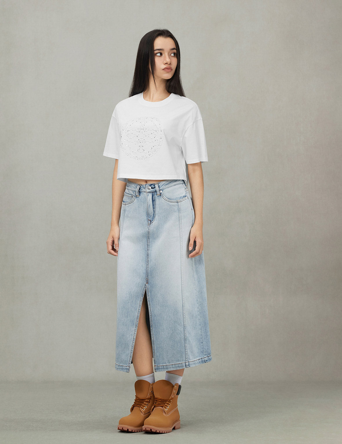 洗水解构海鸥时尚版型牛仔中裙