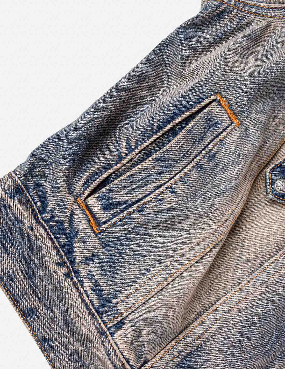 Two Tone Washed Bondage Denim Jacket