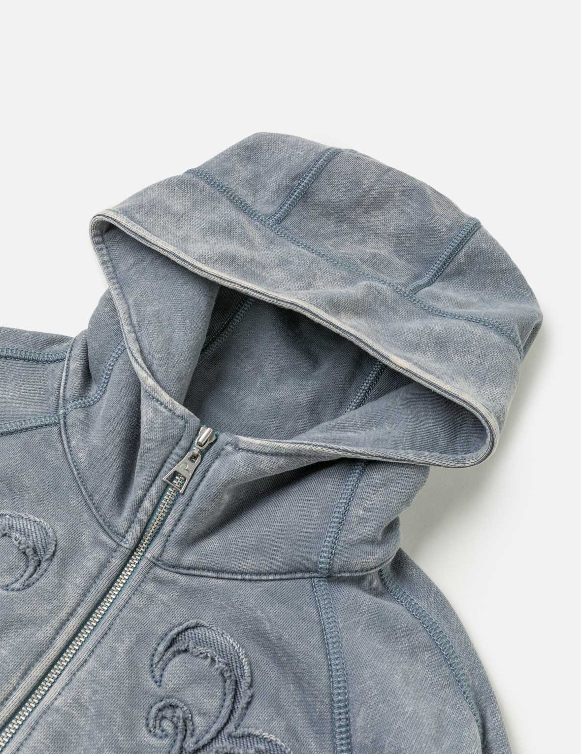 Reversed Fabric Cropped Hoodie