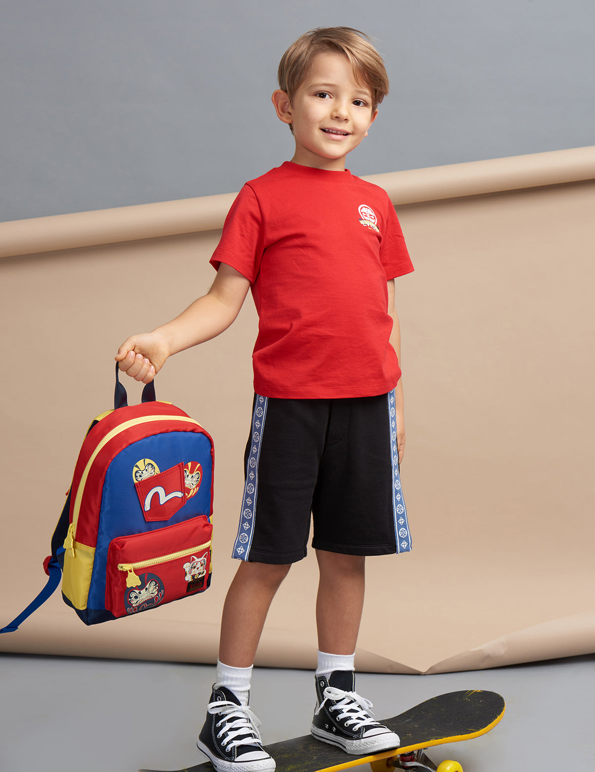 Daruma Buddies Print Color Blocking Backpack