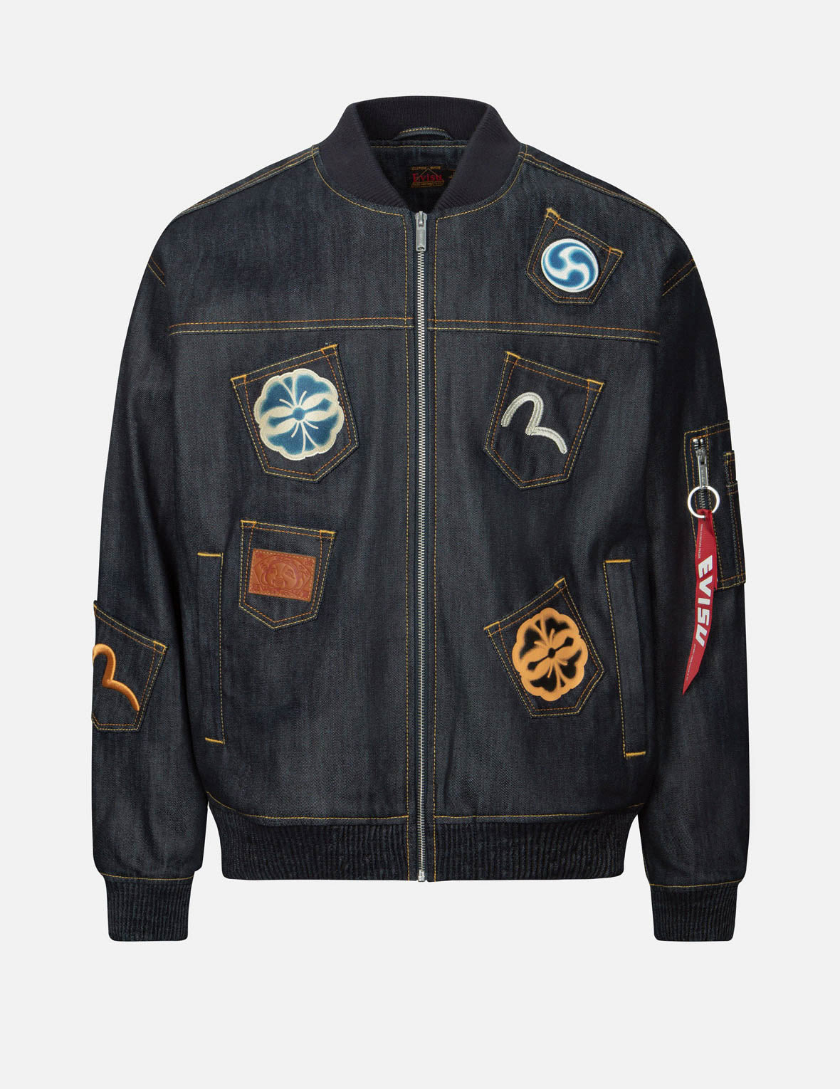 Multi-logo and Multi-pocket Relax Fit Denim Jacket – EVISU