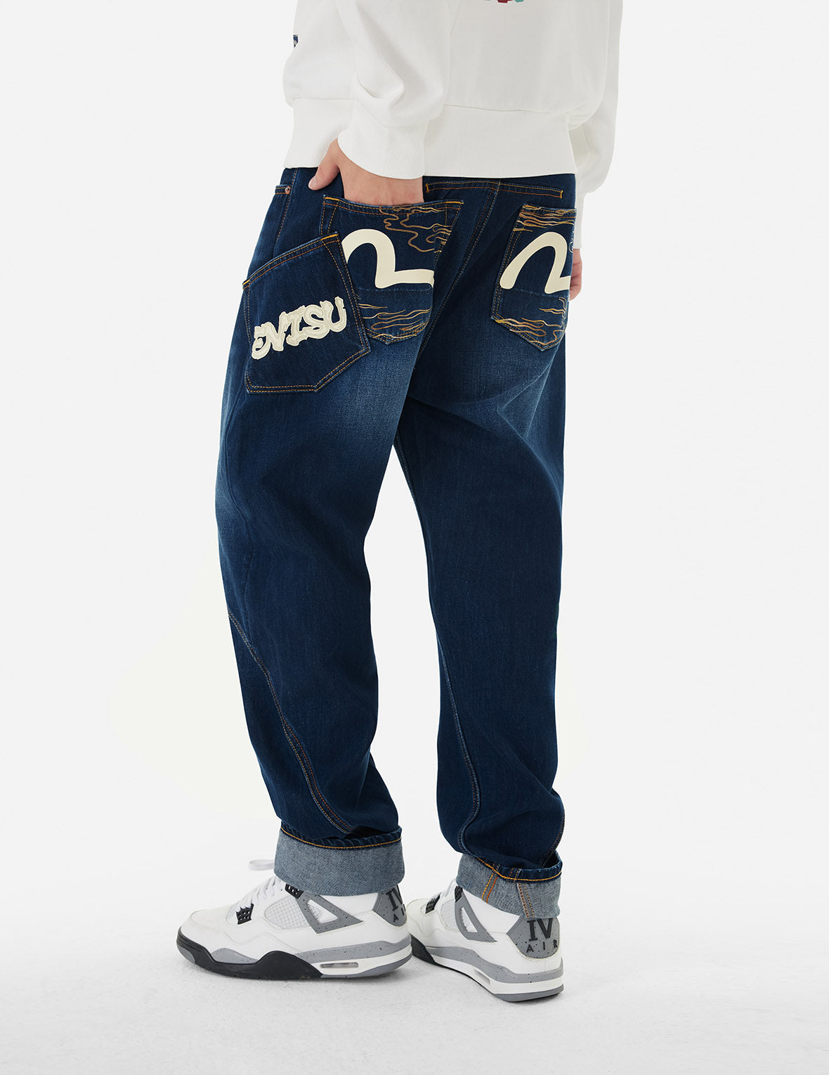 Seagull and Logo Print 3D Fit Jeans