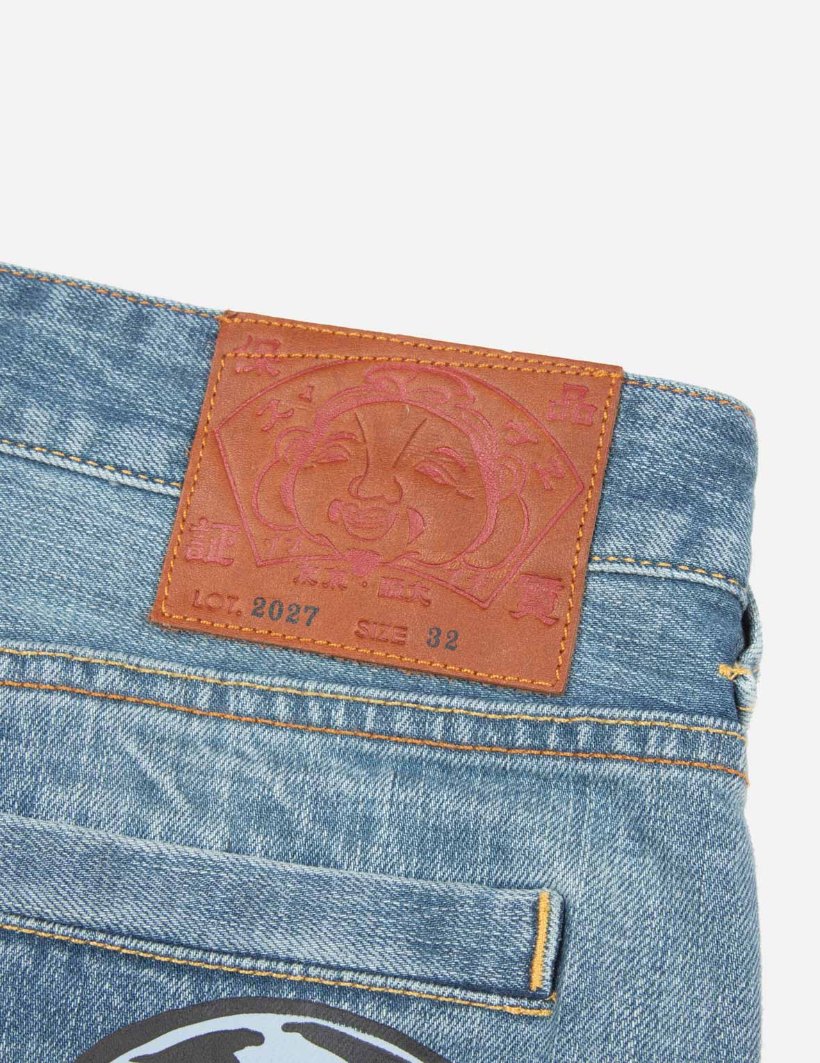 Diamond Daruma Printed Pocket Cropped-Fit Jeans #2027